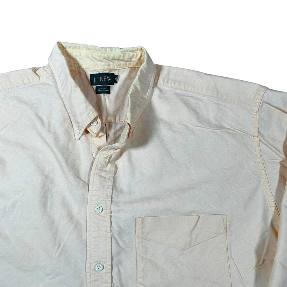 Vintage J Crew Oarsman Label Poplin Peach Salmon Cotton Normcore‎ Shirt Men's XL